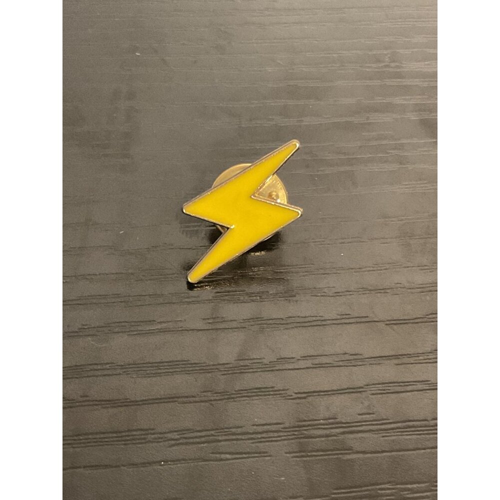 Yellow Lightning Bolt Lapel Pin Badge Metal & Enamel - Unisex Accessory
